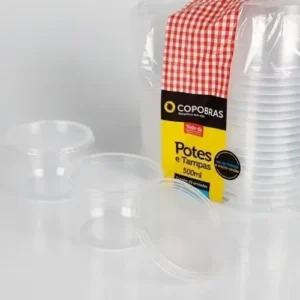 Kit Pote/Tampa Plast 500ml Transp PP (25un)