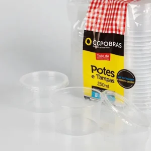 Kit Pote/Tampa Plast 250ml Transp PP (25un)