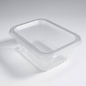 Kit Pote/Tampa Retangular Plast 500ml Transp PP (20un)